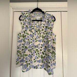Mud Pie Floral Ruffle Blouse - Green and Blue